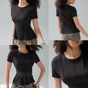 White House Black Market black structured peplum blouse size S